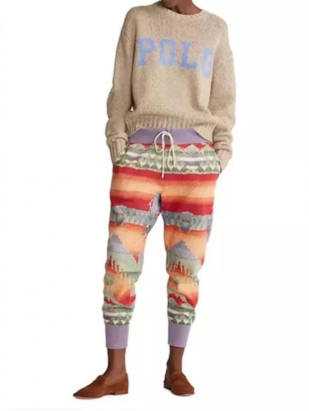 Polo Ralph Lauren Aztec Southwestern FleeceJogger Cropped Length- Size LG